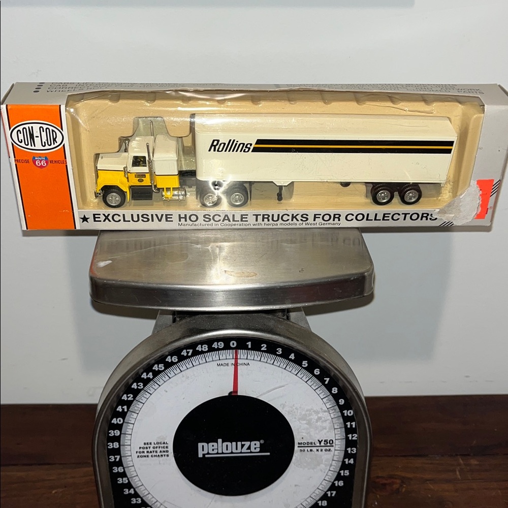 NEW 𝅺Vintage Rollins Truck Leasing HO Scale Tractor Trailer Semi Truck NIB